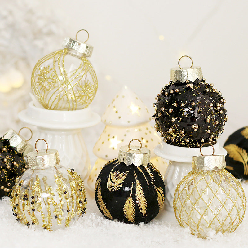 25 bolas de Navidad para árbol de Navidad, adornos colgantes, adornos dorados negros para decoración del hogar