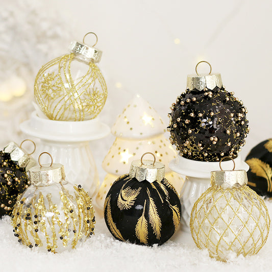 25PCS Christmas Balls Xmas Tree Hanging Ornaments Black Golden Baubles for Home Decor