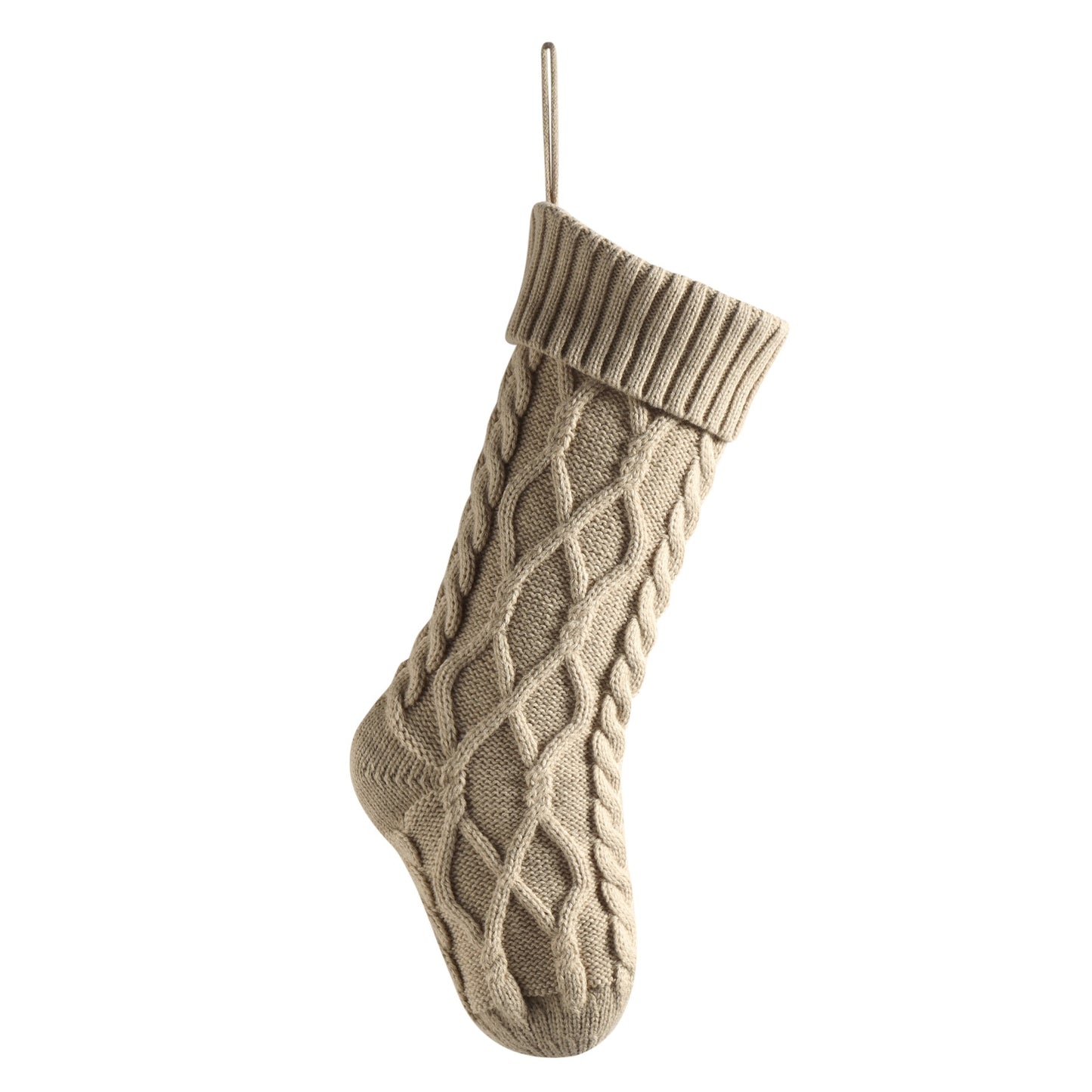 Christmas Decorations Knitted Twist Stocking Double Diamond Large  Gift Bag Xmas Tree  Hanging Home Fireplace Ornament 18"