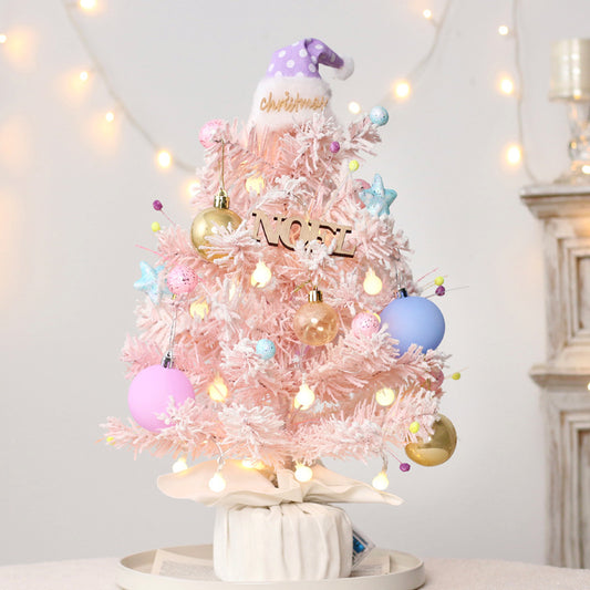 Christmas Decorations Pink Mini Christmas Tree Rotating with Music Box Tabletop Ornaments 50cm/20in