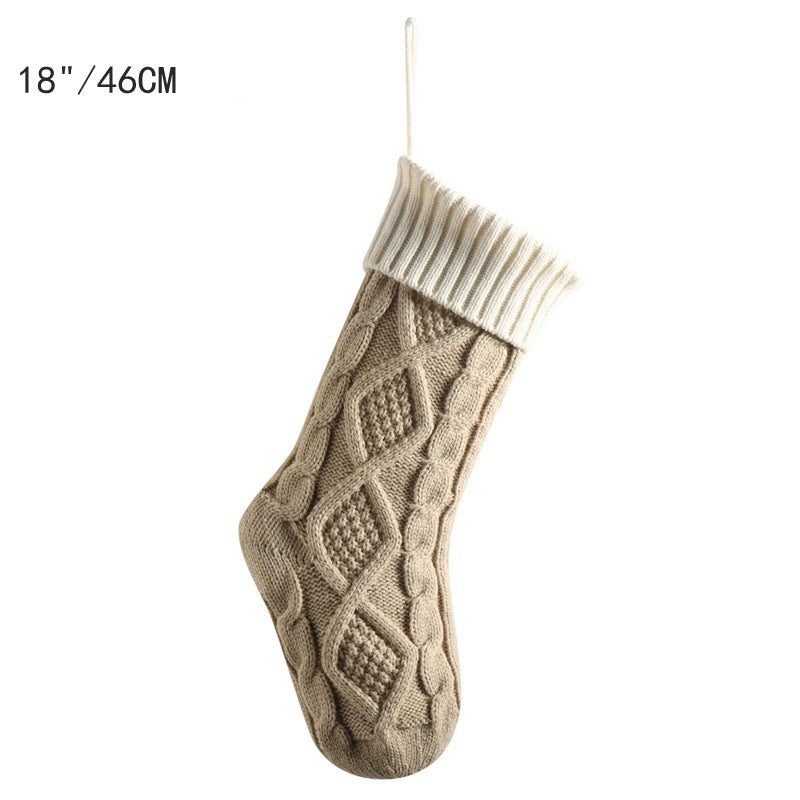 18in Large Christmas Gift Bag Decorations Knitted Two-sided Diamond Christmas Stocking Home Fireplace Xmas Tree Ornaments