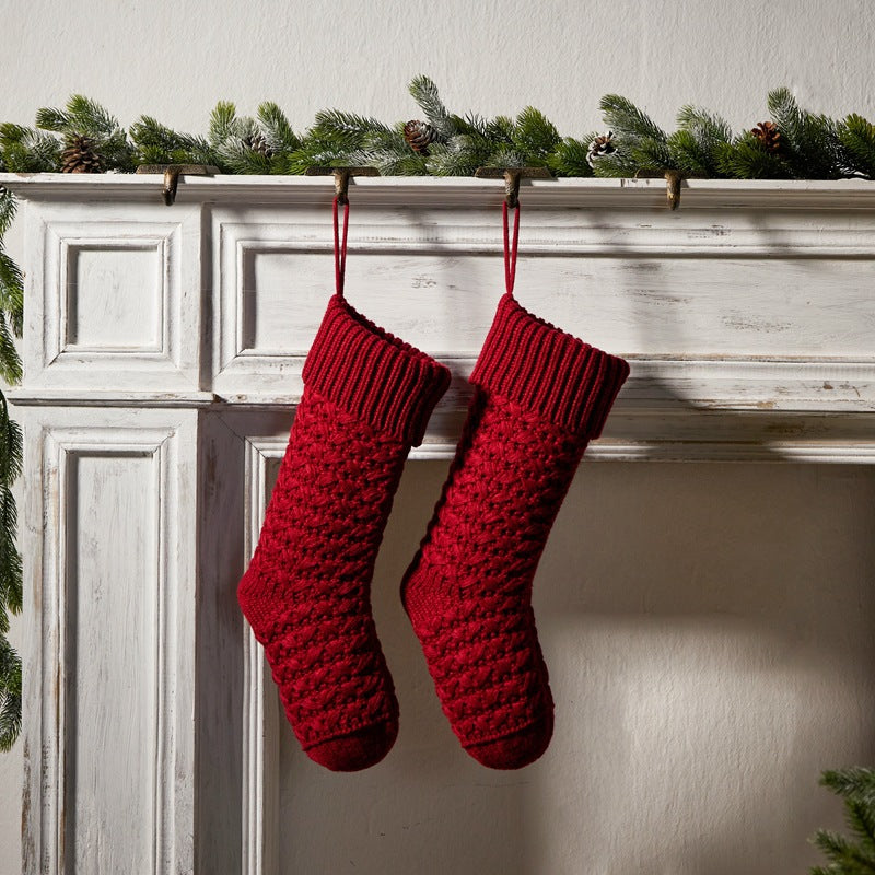 Christmas Hanging Ornament Knitted Stocking Gift Bag Socks Xmas Party Decorations Candy Bag