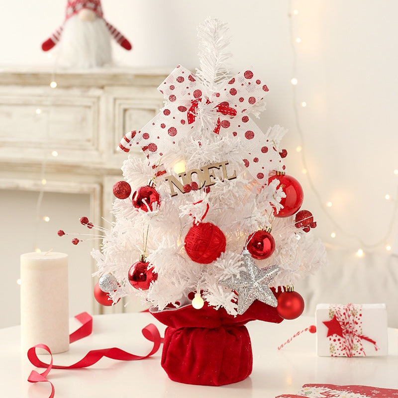 Mini Christmas Tree Tabletop Rotating Music Box Xmas Tree Christmas Decoration Red White Ornaments 50cm 20in
