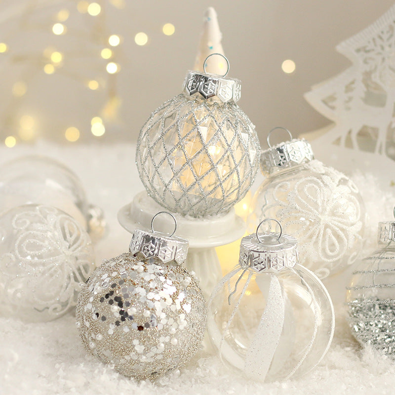 25PCS Christmas Balls Set Festive Hanging Ornament Christmas Tree Decoration Silver Baubles Party Wedding Decor