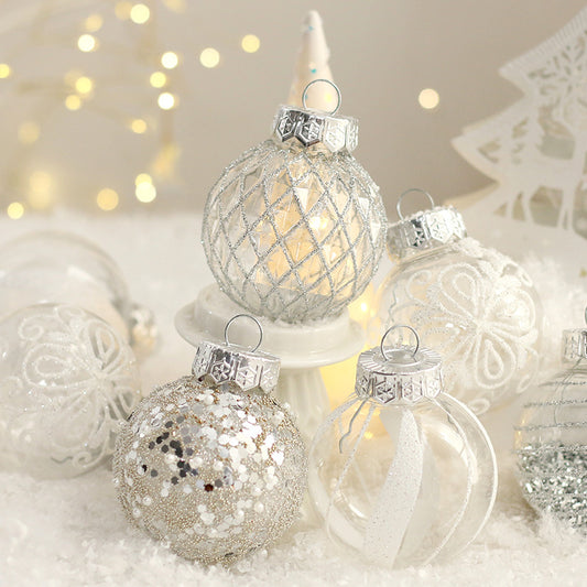 25PCS Christmas Balls Set Festive Hanging Ornament Christmas Tree Decoration Silver Baubles Party Wedding Decor