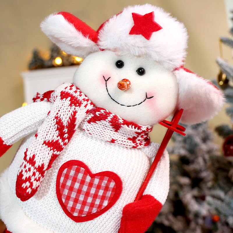Christmas Cartoon Telescope Doll Knitted Santa Heart Snowman Ornaments Deer Decorations Xmas Gift Window Home Decor