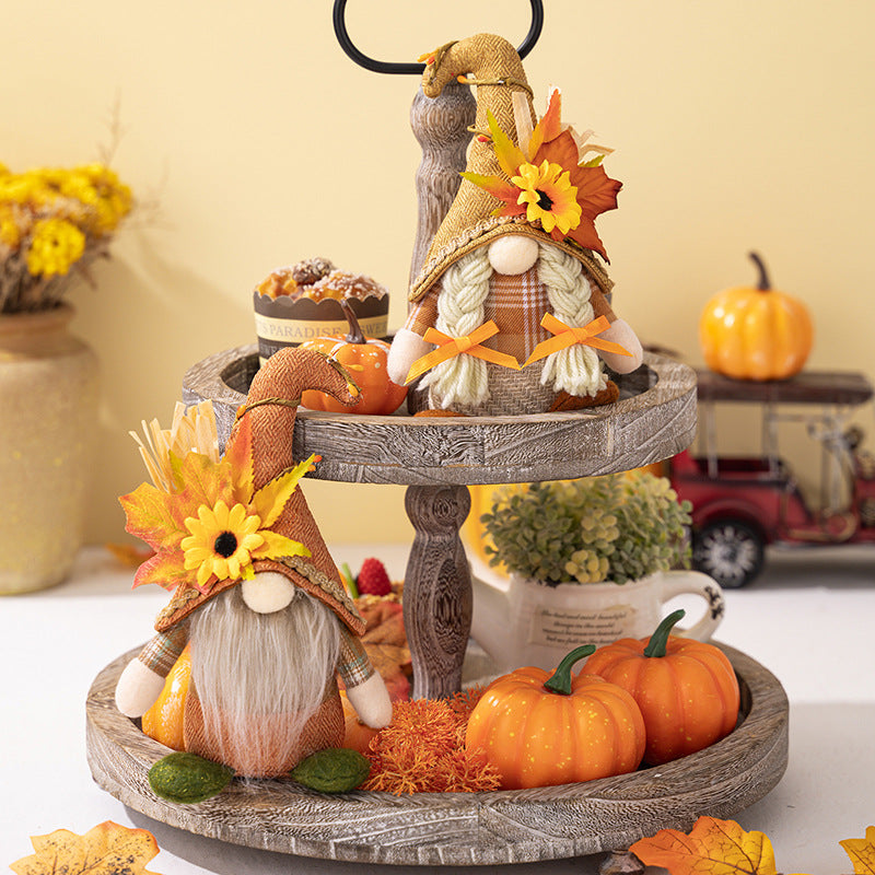 Fall Harvest Season Gnome Ornaments Thanksgiving Decorations Maple Rudolf Doll Holiday Table Decoration Home Decor Autumn Gifts