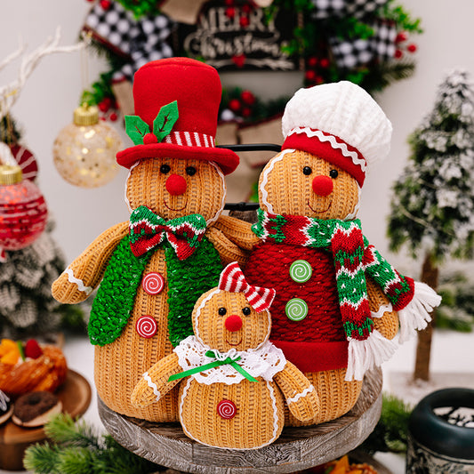 Christmas Decorations Gingerbread Man Doll Ornaments A Family of Three Ginger Chef Shop Window Decoration Gifts Xmas Home Decor