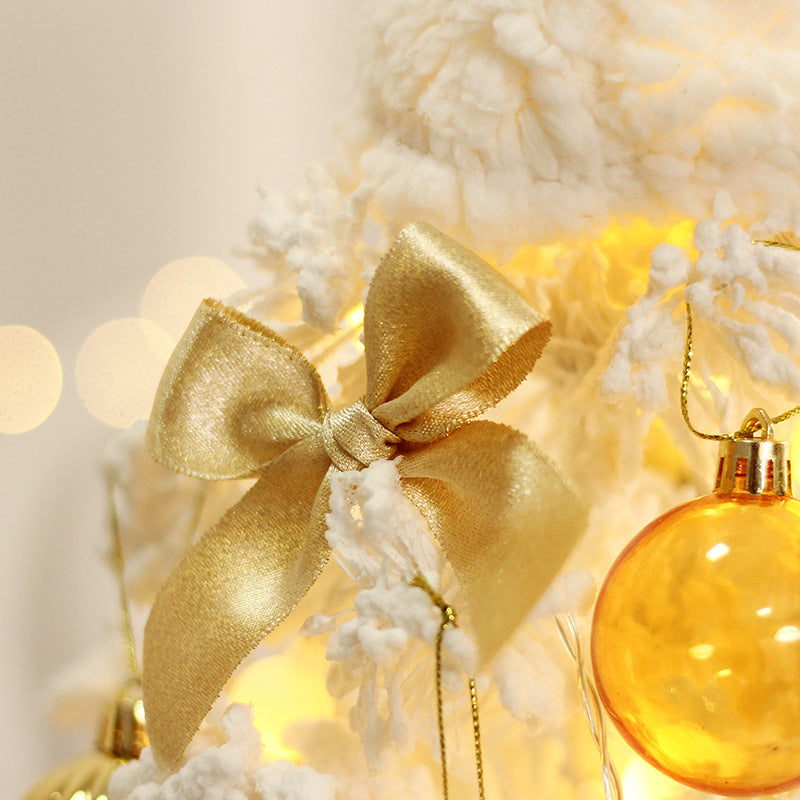 LED Mini Christmas Tree White Flocking Xmas Tree Christmas Decorations Tabletop Ornament Home Decor