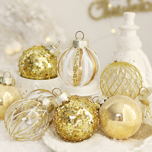 Christmas Decorations Golden White Balls for Christmas Tree Decoration Glitter Baubles Hanging Ornaments Party Supplies Home Decor