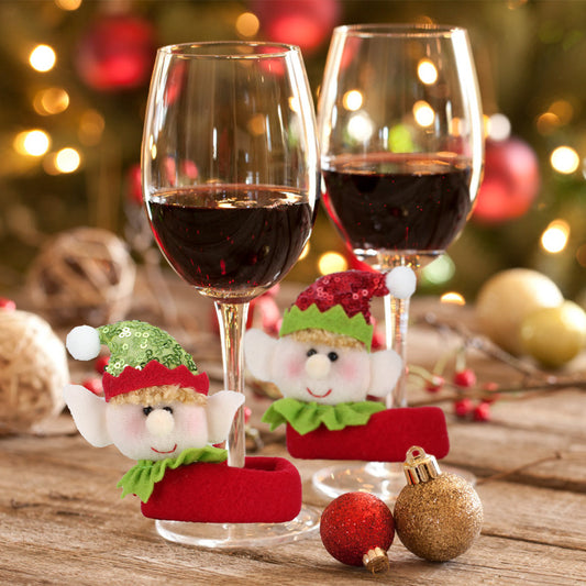 2/4PCS Sequin Elk Wine Bottle Hug Lint Christmas Decorations Wine Cup Holders Holiday Ornament Holiday Party Decor Small Gifts