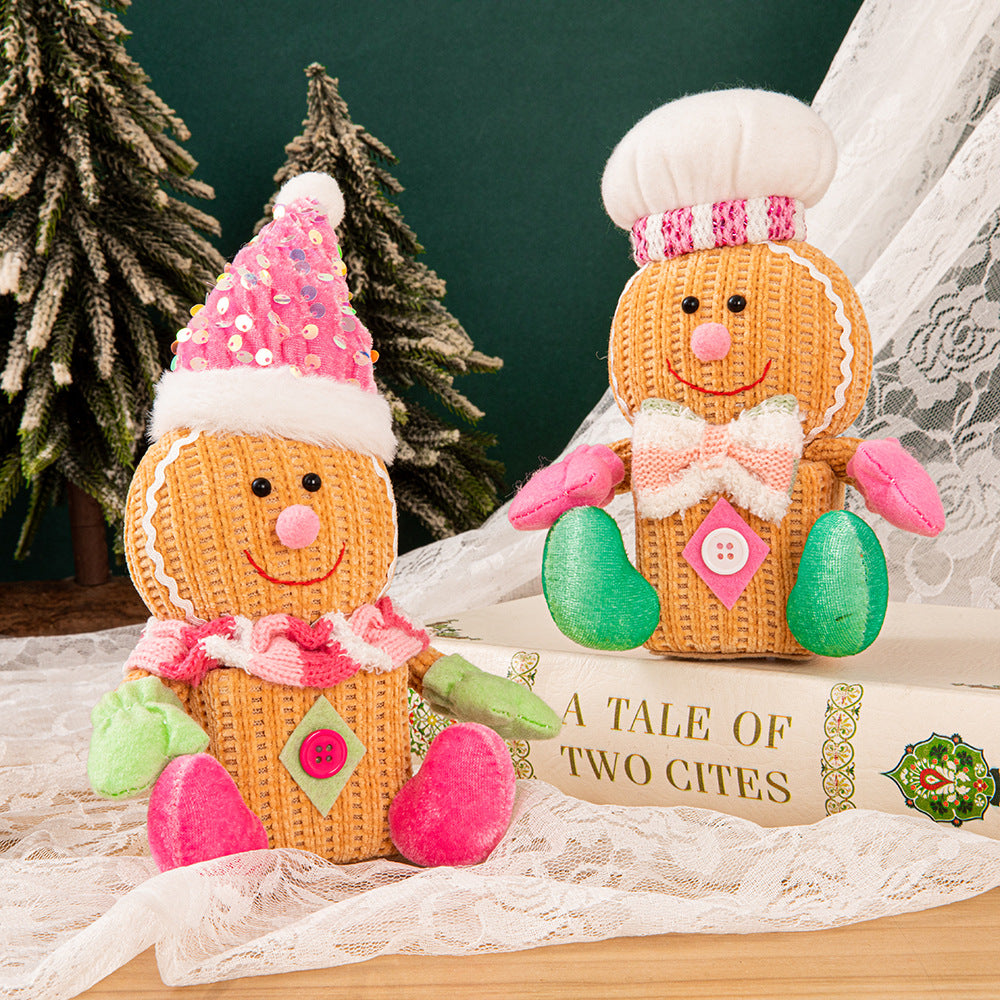 Christmas Decorations LED Gingerbread Man Ornaments Pink Gingerman Doll Xmas Gifts Home Table Decoration