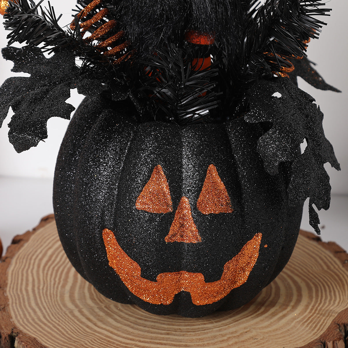 Halloween Decorations Black Pumpkin Flowerpot Ornaments Sacred Pumpkin Berries Branch Party Spooky Atmosphere Decoration Props