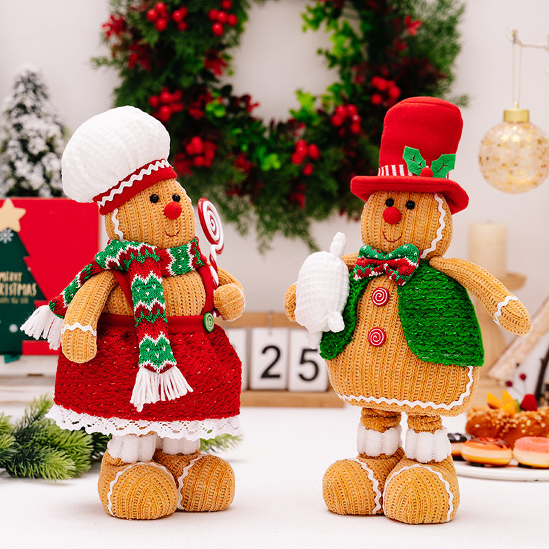 Christmas Decorations Gingerman Chef Telescope Doll Gingerbread Man Ornaments Xmas Gifts Home Decor Shop Window Decoration