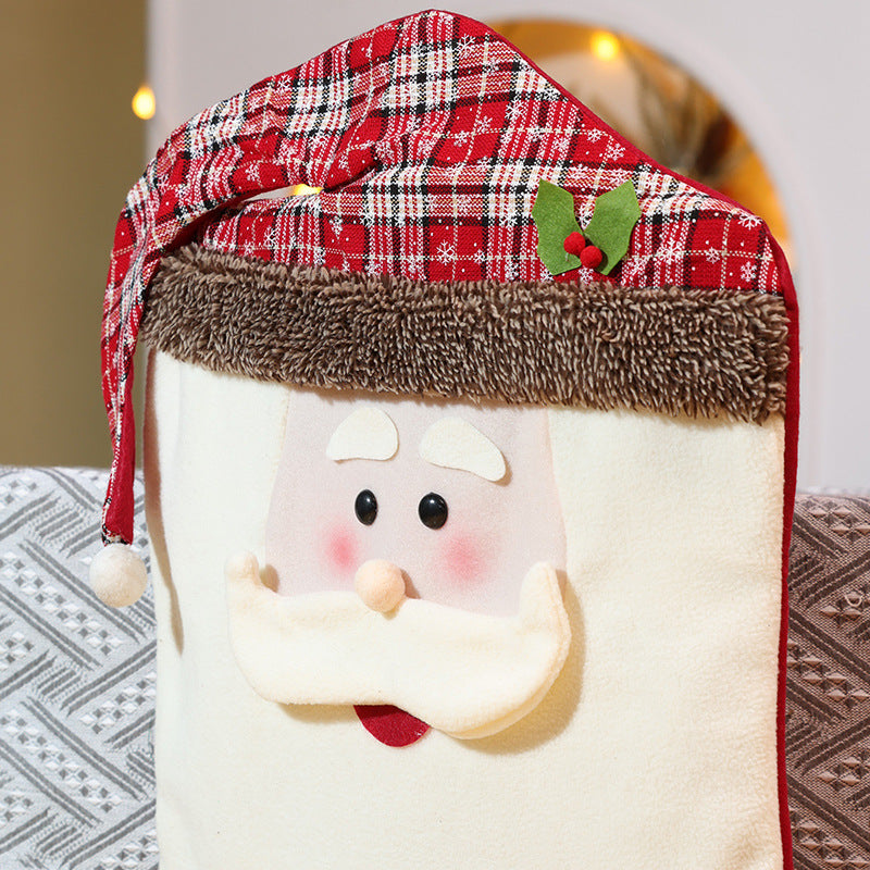 Christmas Chair Covers Decorations Cartoon Santa Dining Ornaments Festive Party Home Decor