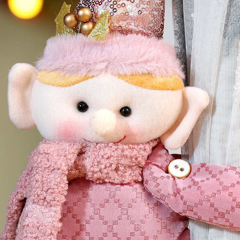 Christmas Pink Curtain Buckle Xmas Elf Doll Curtain Tieback Decorations Home Decor Holiday
