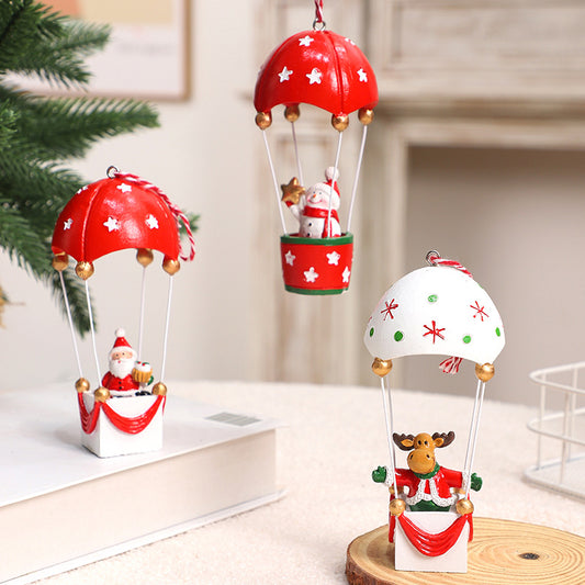 Christmas Parachute Decorations Xmas Tree Pendant Resign Santa Snowman Ornament Home Desktop Decor