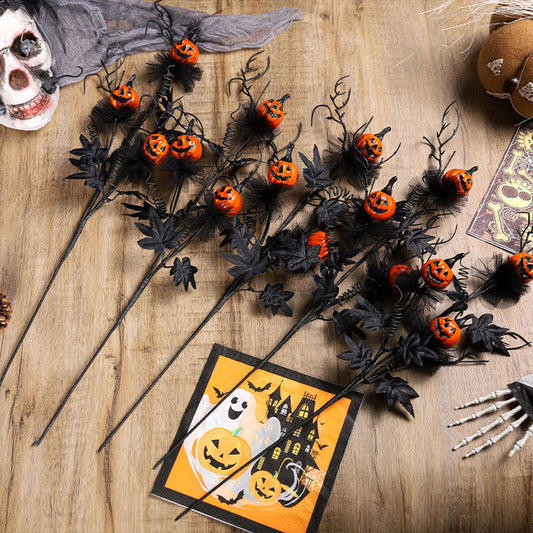 Halloween Decorations 5Pack Scary Pumpkin Branch Bouquet Ornaments Fall Home Decor