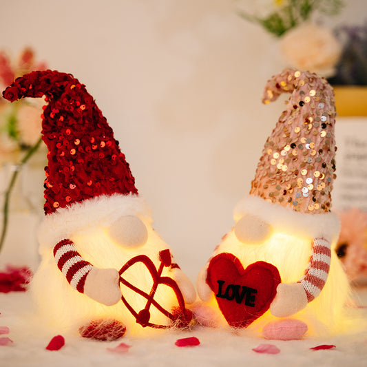 Valentine's Day Gift LED Sequin Doll Decorations Faceless Gnome Ornaments