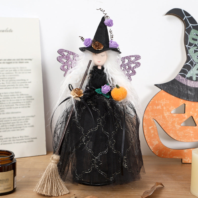 Halloween Decorations Witch Wings Doll Ornaments Butterfly Elf Tree Topper Holiday Party Home Decor Gifts