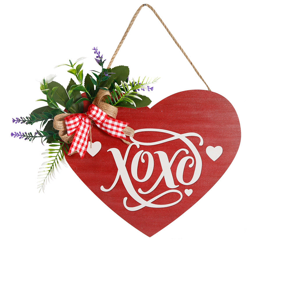 Heart-shaped Wooden Sign for Home Decor Front Door Hanging Ornament Valentine's Day, Wedding, Engagement Anniversary Decorations