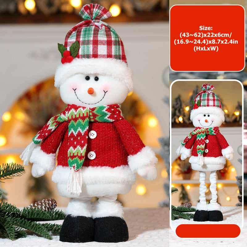 Christmas Telescope Doll Ornaments Stripe Plaid Snowman Santa Decorations Holiday Window Decoration Gift
