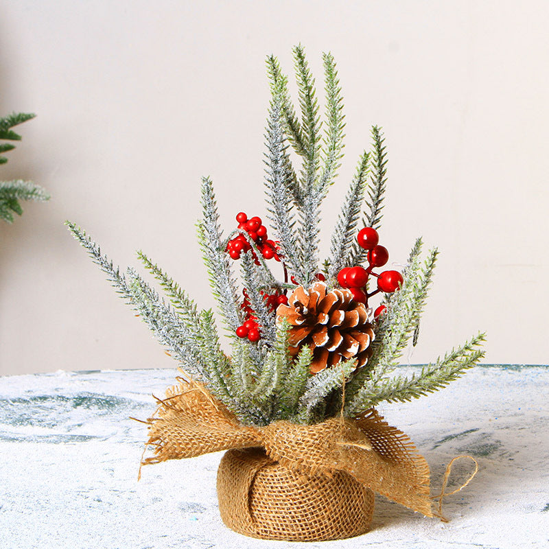 Christmas Decorations 30cm Mini Tabletop Christmas Tree Flocking Xmas Tree Ornaments
