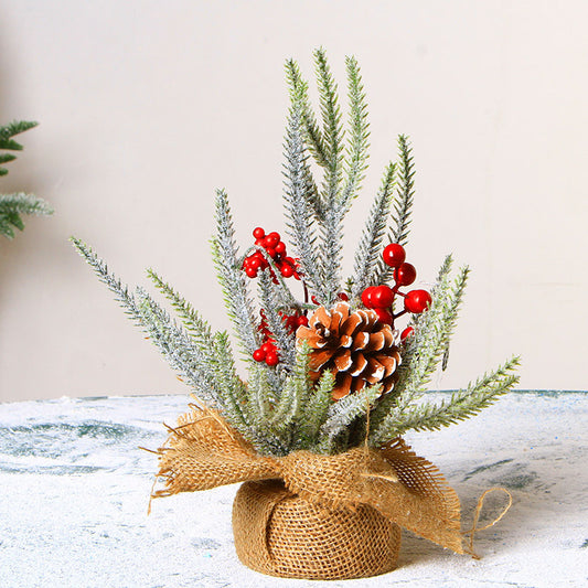 Christmas Decorations 30cm Mini Tabletop Christmas Tree Flocking Xmas Tree Ornaments