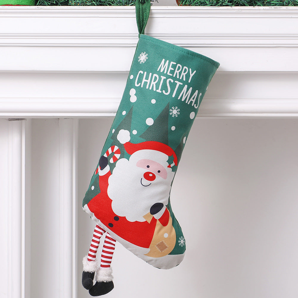 Christmas Stocking Cartoon Printing Gift Bag Santa Showman Xmas Tree Hanging Ornaments