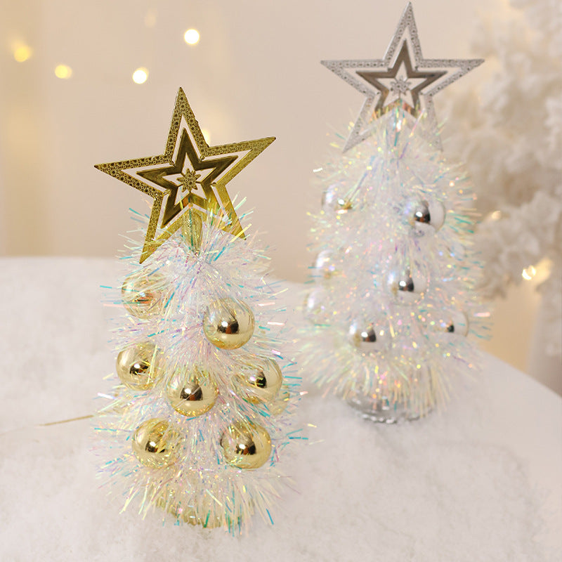 Mini Tinsel Christmas Tree Ornaments Christmas Decorations Hotel Party Tabletop Xmas Tree Home Decor