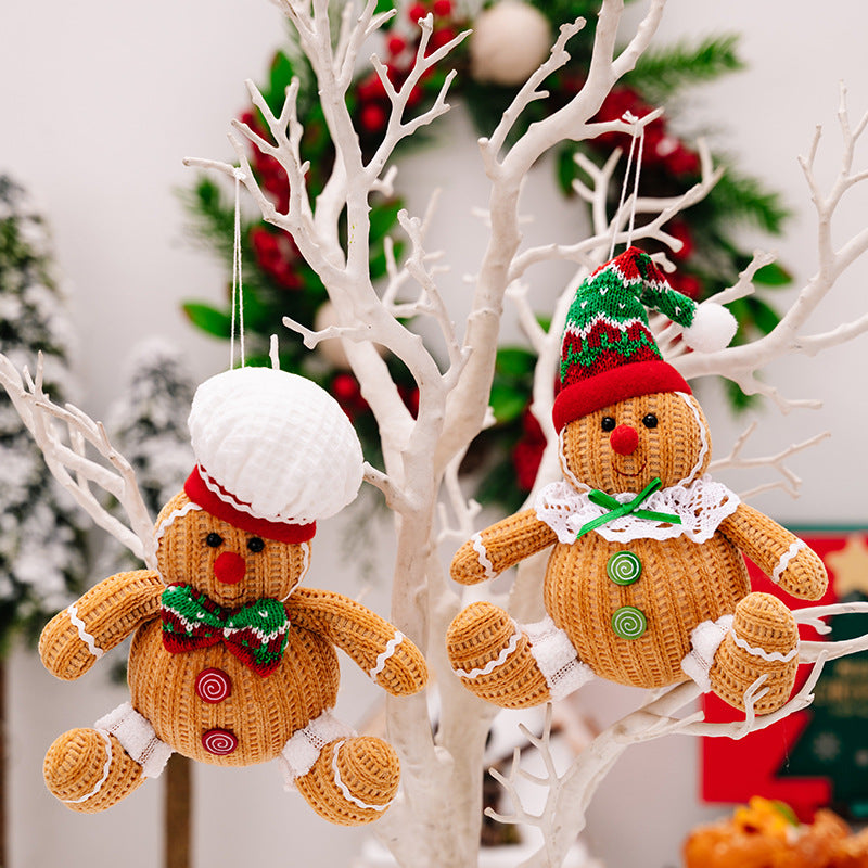 Christmas Ginger Man Pendants Sitting Doll Xmas Tree Hanging Ornaments for Holiday Home Decorations Tray Decor