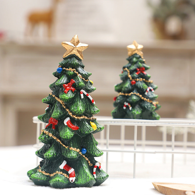 Christmas Decorations Mini Resign Christmas Tree Desktop Ornament Xmas Gift Holiday Party Home Decor