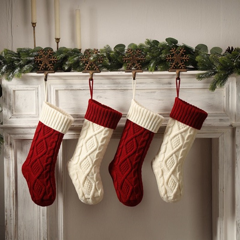 18in Large Christmas Gift Bag Decorations Knitted Two-sided Diamond Christmas Stocking Home Fireplace Xmas Tree Ornaments