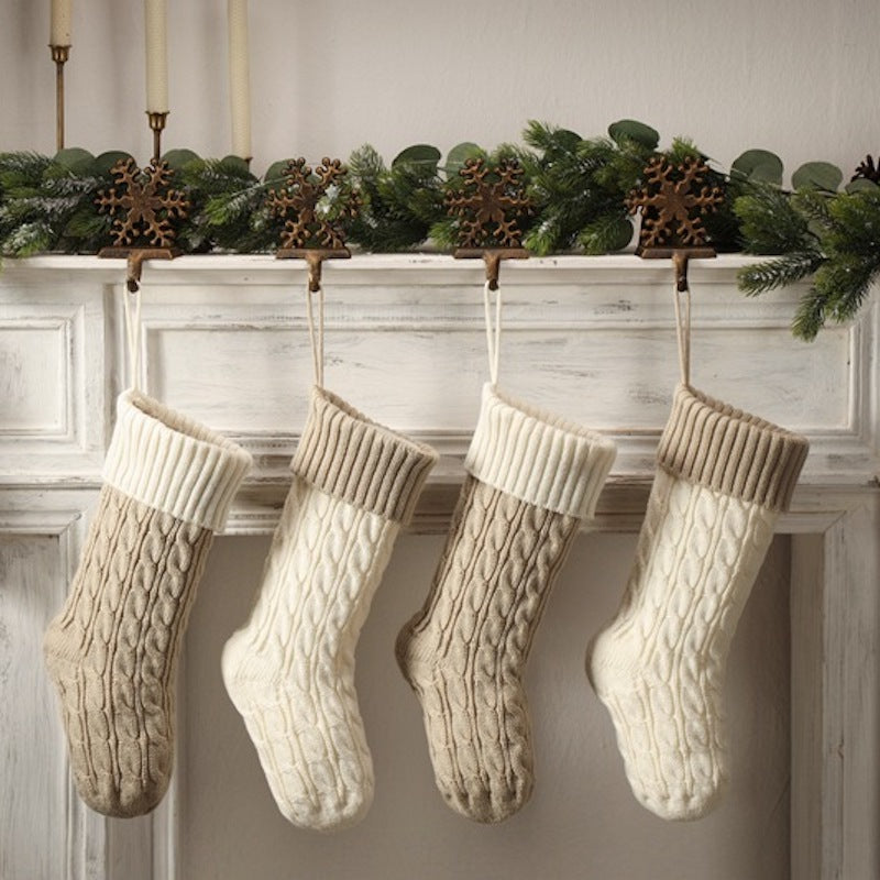 Knitted Twist Christmas Stocking Large Gift Bag Home Decorations Xmas Tree Fireplace Hanging Ornament Candy Bag