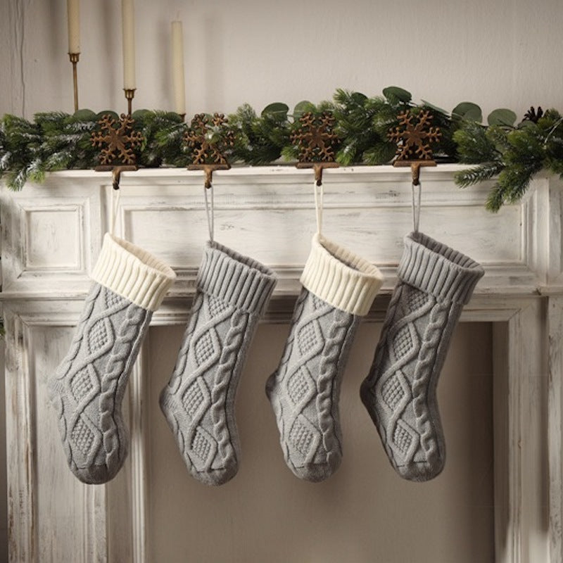 18in Large Christmas Gift Bag Decorations Knitted Two-sided Diamond Christmas Stocking Home Fireplace Xmas Tree Ornaments