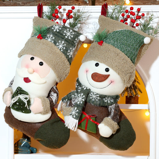Christmas Stocking Decorations Xmas Tree Hanging Ornaments Large Gift Bag Cute Snowman Candy Bag Decorative Socks