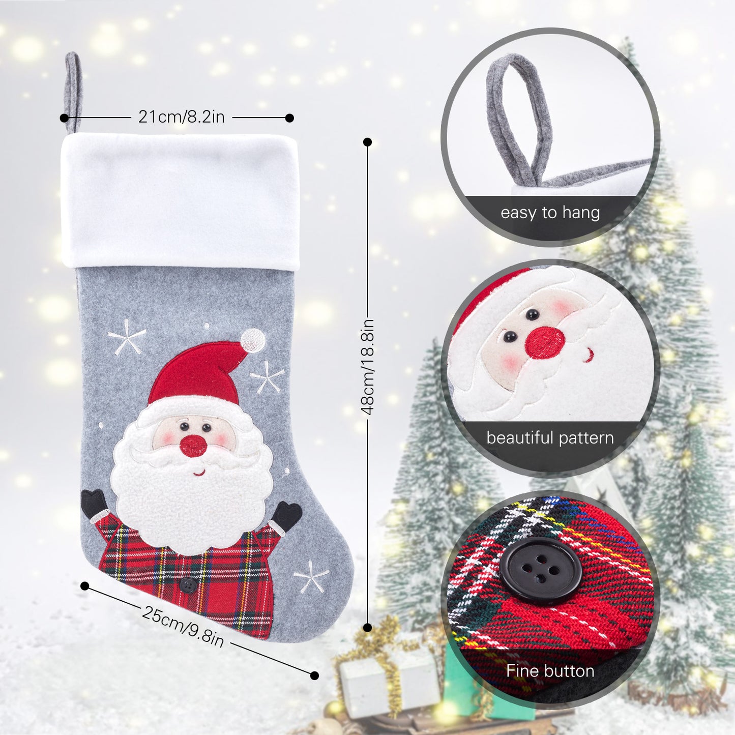 Christmas Stocking Decorations Cartoon Santa Snowman Socks Gifts Candy Bag Xmas Tree Hanging Ornaments Holiday Decor