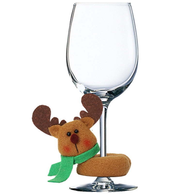 3Pack Lint Wine Cup Hug Christmas Decorations Bottle Holder Santa Snowman Ornaments Holiday Party Homecor