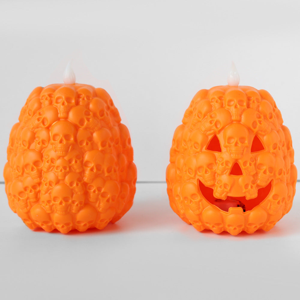 Halloween Decorations LED Pumpkin Light Skull Decorative Night Lamp Pumpkin Ornaments Party Props Hollow Candle Lamp Home Decor