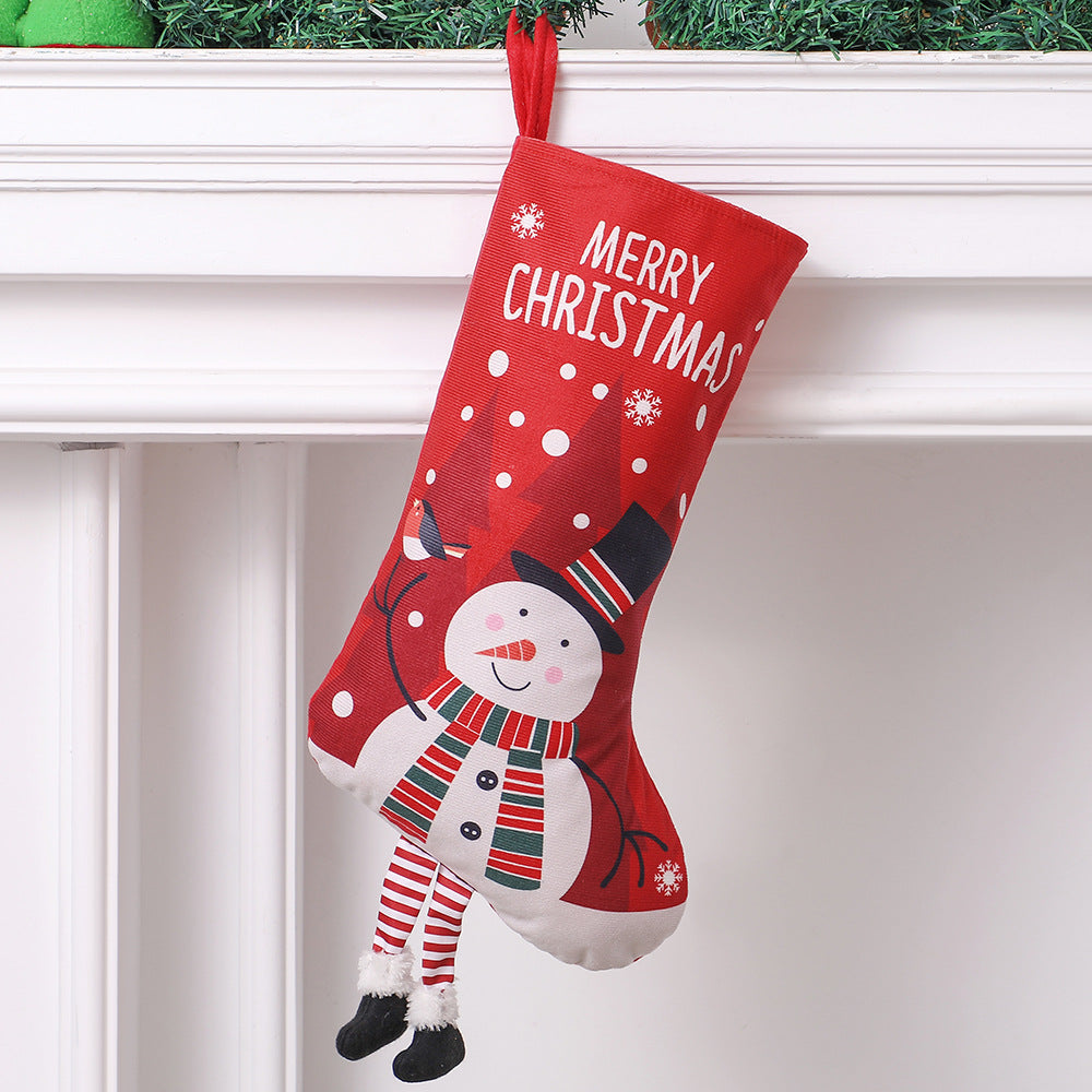 Christmas Stocking Cartoon Printing Gift Bag Santa Showman Xmas Tree Hanging Ornaments