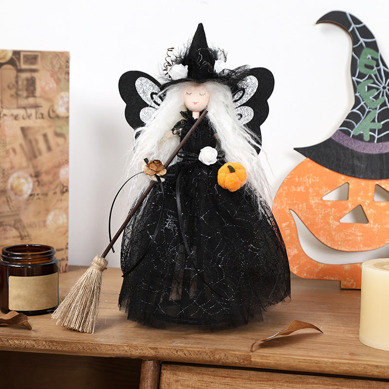 Halloween Decorations Witch Wings Doll Ornaments Butterfly Elf Tree Topper Holiday Party Home Decor Gifts