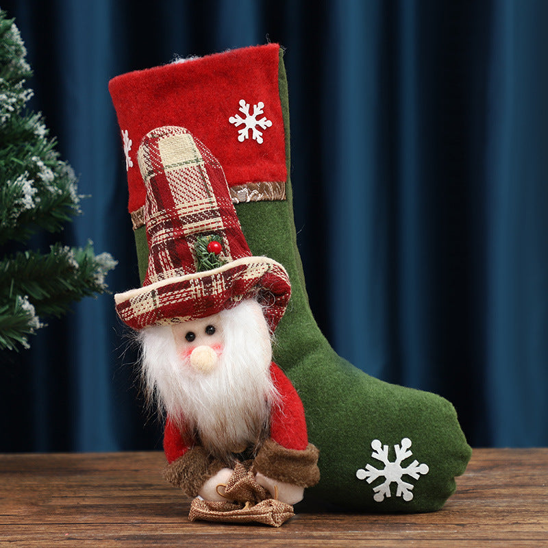 Christmas Stocking Decorations Santa Doll Candy Bag Hanging Ornament Snowman Gift Bag Xmas Tree Fireplace Pendant Holiday Decoration