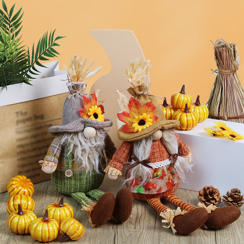 Thanksgiving Decorations Long Legs Gnome Doll Ornaments Harvest Festival Gifts Fall Home Decor Shop Window Decoration
