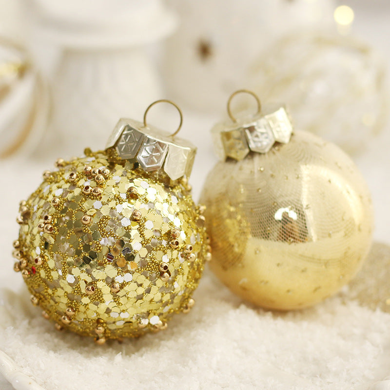 Christmas Decorations Golden White Balls for Christmas Tree Decoration Glitter Baubles Hanging Ornaments Party Supplies Home Decor