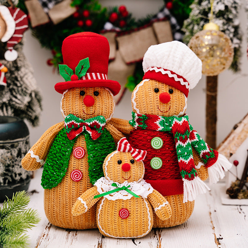 Christmas Decorations Gingerbread Man Doll Ornaments A Family of Three Ginger Chef Shop Window Decoration Gifts Xmas Home Decor