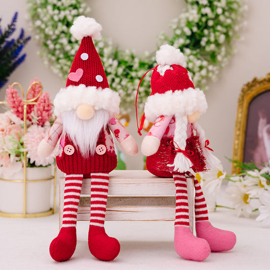 Valentine‘s Day Knitted Gnome Decorations Longlegs Doll Hanging Ornaments Gift for Her and Him