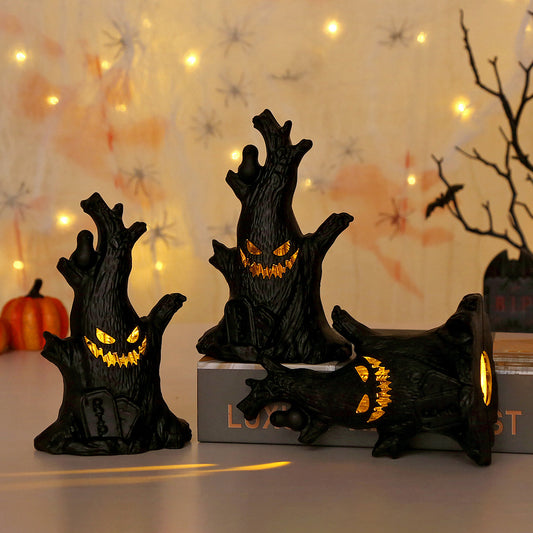 Halloween Decorations LED Ghost Tree Ornaments Luminous Pumpkin Light Spook Bat Candle Lamp Holiday Party Bar Home Table Decor Spooky Scene Props