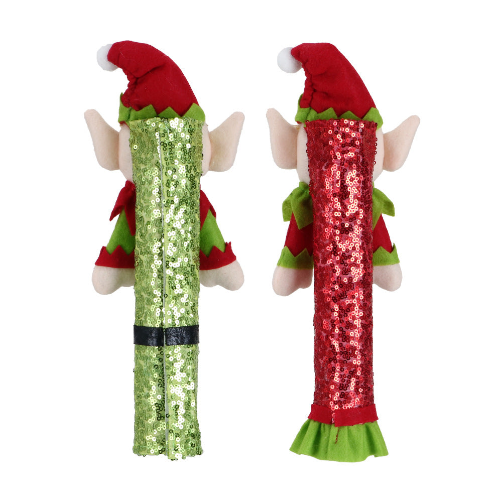 Christmas Decorations Fridge Handle Covers Lint Elf Doll Ornaments for Microwave Oven Festive Home Decor