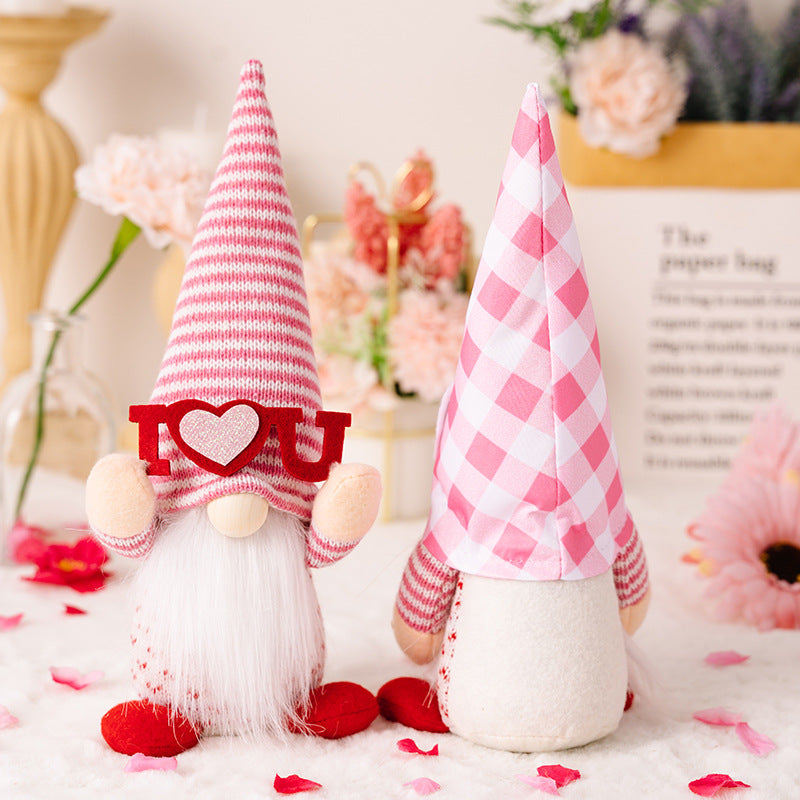 Pink Valentine's Day Doll Decorations Couple Gnome Tabletop Ornaments Gifts Holiday Home Decor