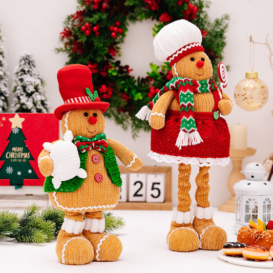 Christmas Decorations Gingerman Chef Telescope Doll Gingerbread Man Ornaments Xmas Gifts Home Decor Shop Window Decoration